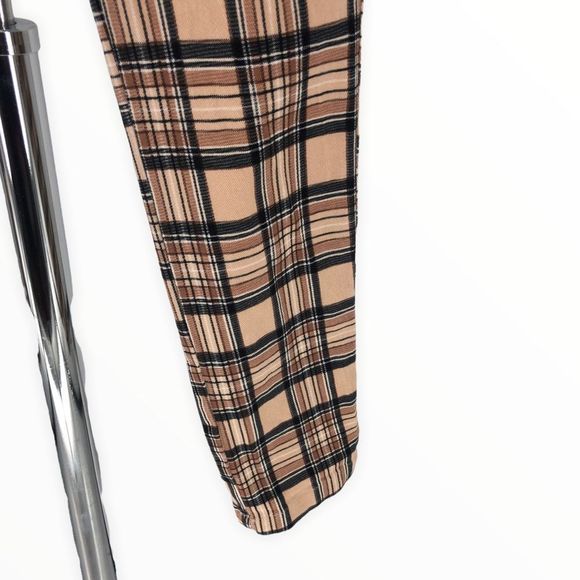 Urban Outfitters Brown Cream Plaid Flannel Stretch Waist Skinny Leg Pants size S - Picture 6 of 13